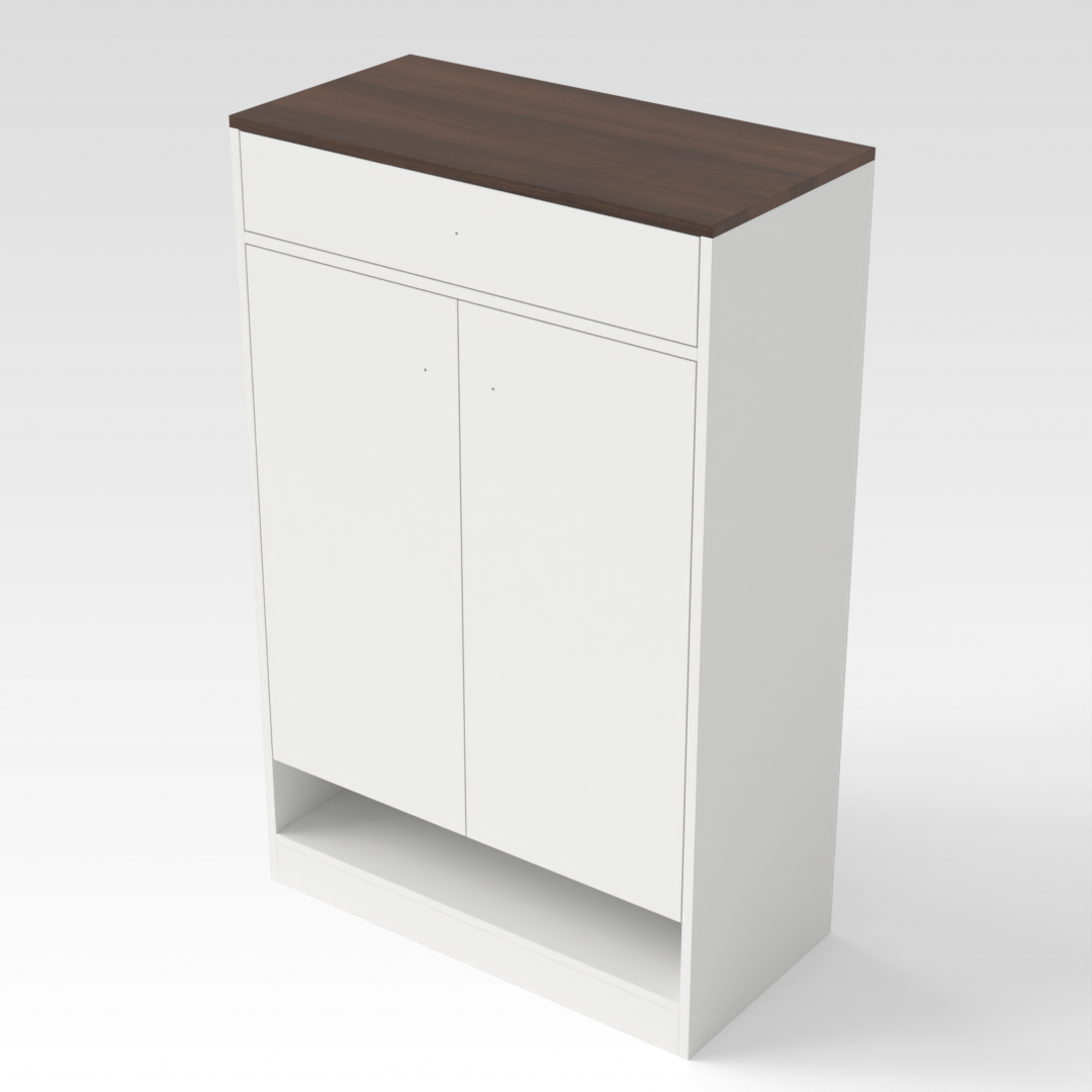 Prairie Oak & Warm White Shoe Cabinet