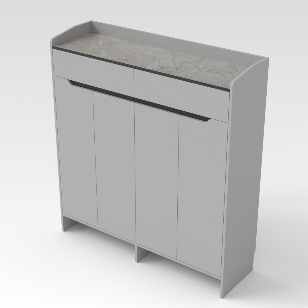 Light Gray & Brown Stone Shoe Cabinet