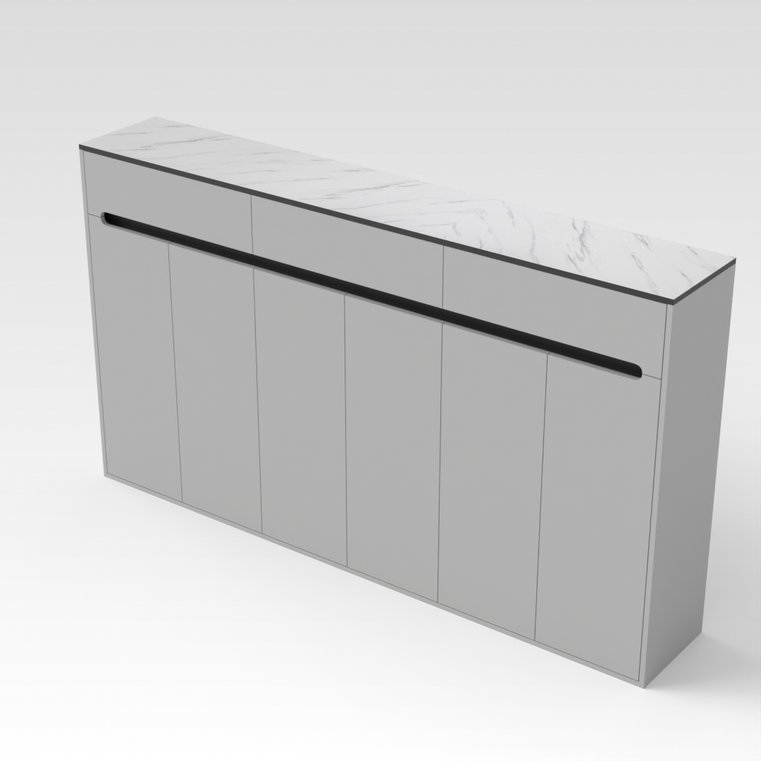 Light Gray & White Marble Shoe Cabinet