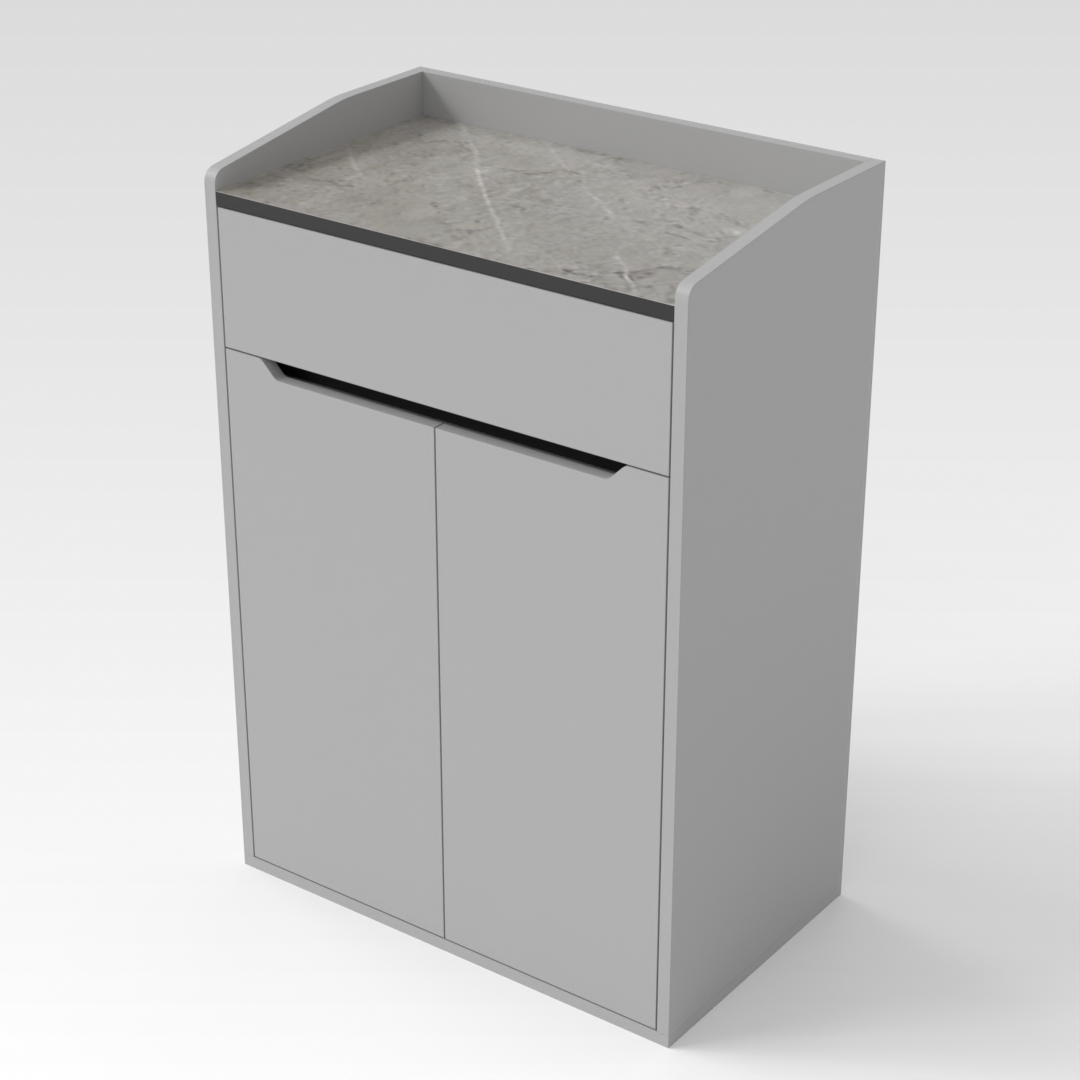 Light Gray & Brown Stone-Grain Top Shoe Cabinet
