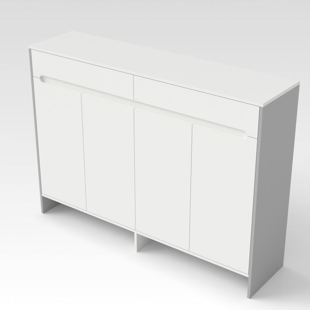 Warm White & Light Gray Shoe Cabinet
