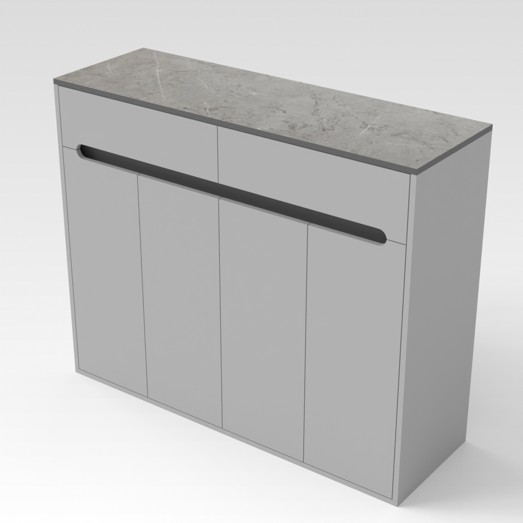 Light Gray & Brown Stone-Grain Top Shoe Cabinet