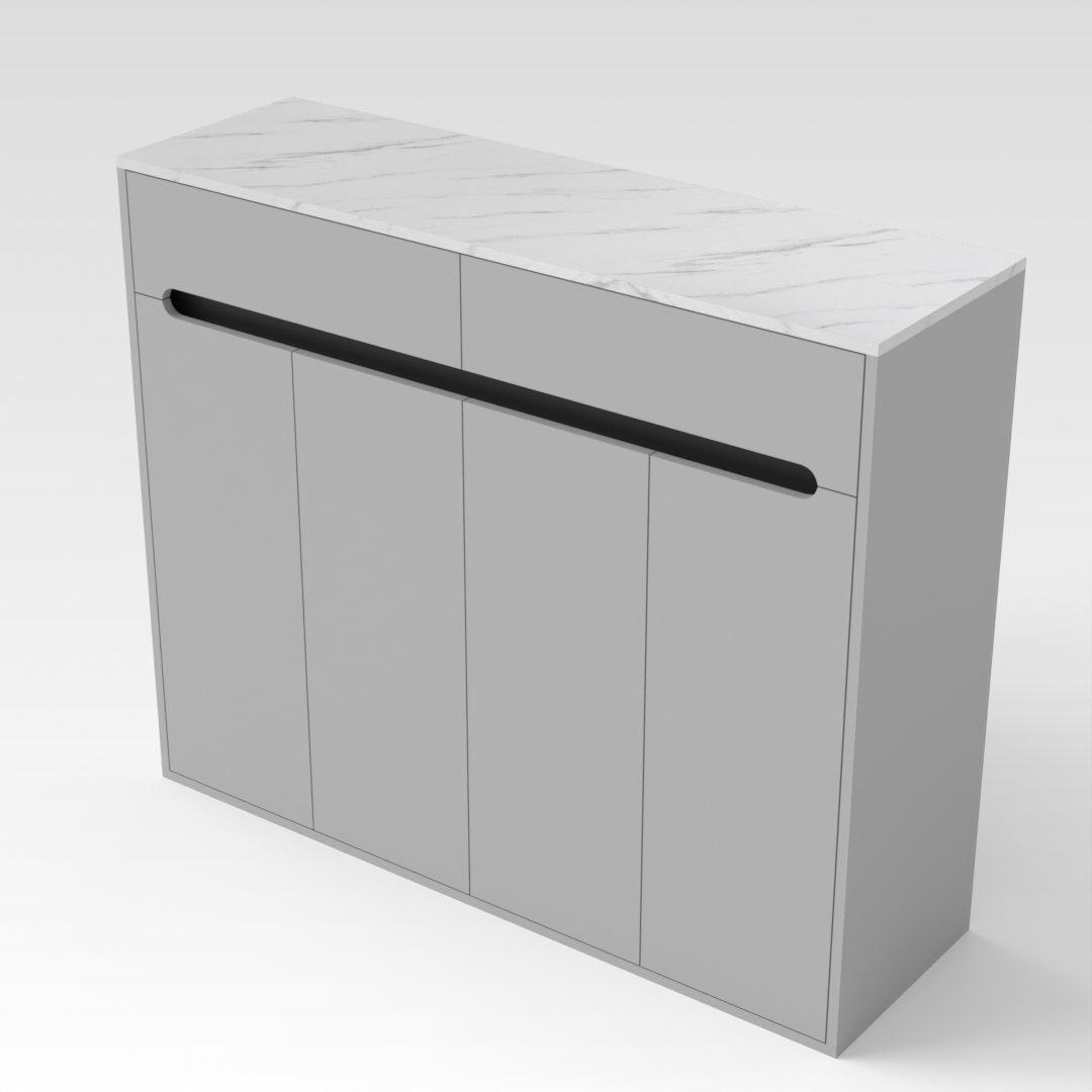 Light Gray & White Marble-Grain Top Shoe Cabinet