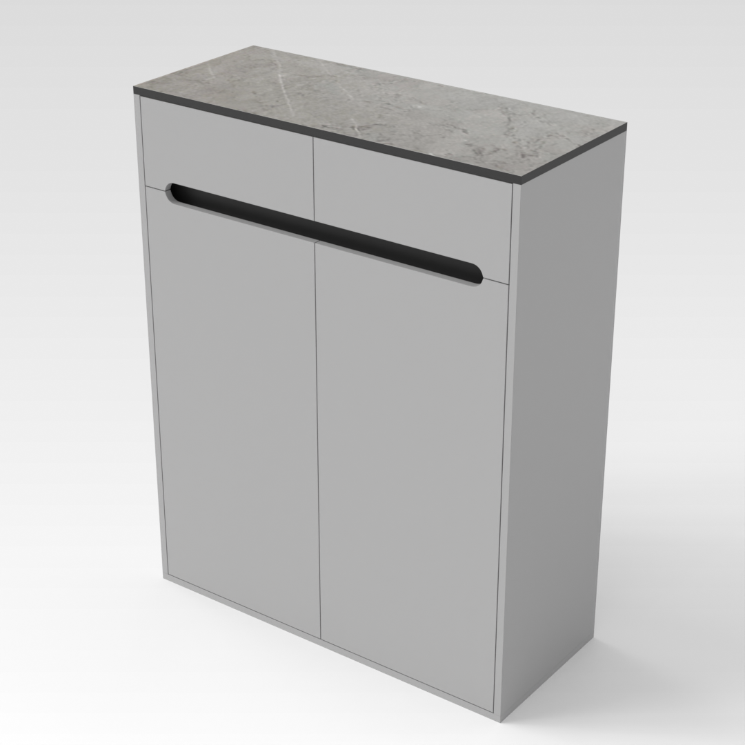 Light Gray & Brown Stone-Grain Top Shoe Cabinet