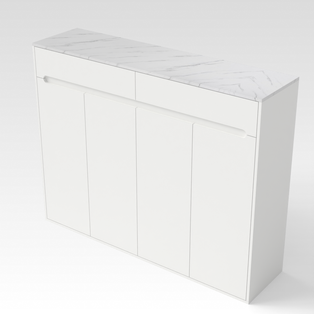 Warm White & White Marble Grain Shoe Cabinet