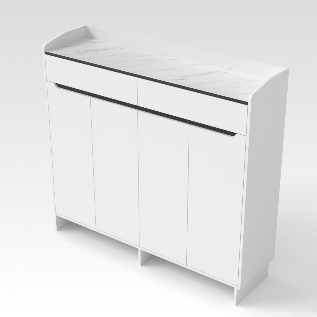 Warm White & Black Shoe Cabinet