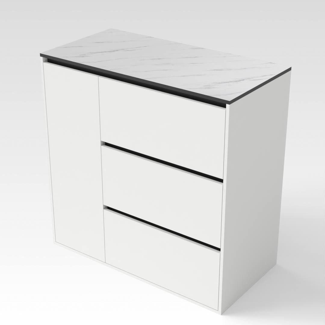 Warm White & Black Shoe Cabinet