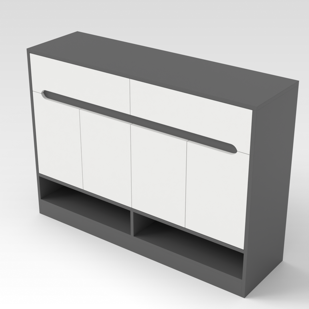 Sky Gray & Warm White Shoe Cabinet