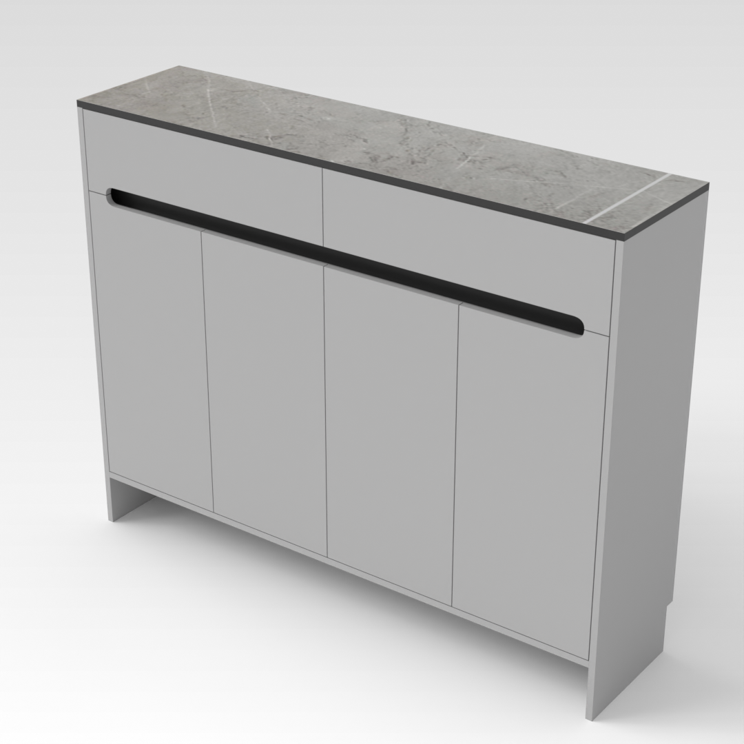 Light Gray & Brown Stone-Grain Top Shoe Cabinet