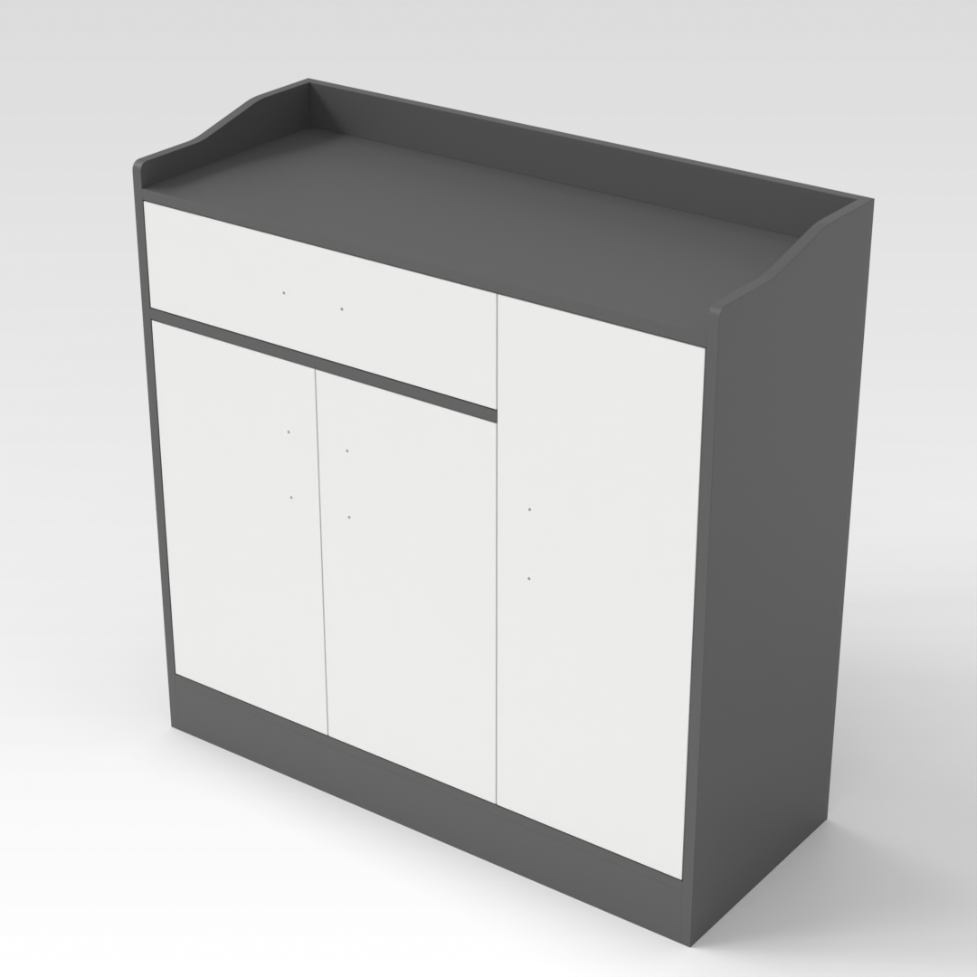Sky Gray & Warm White Shoe Cabinet