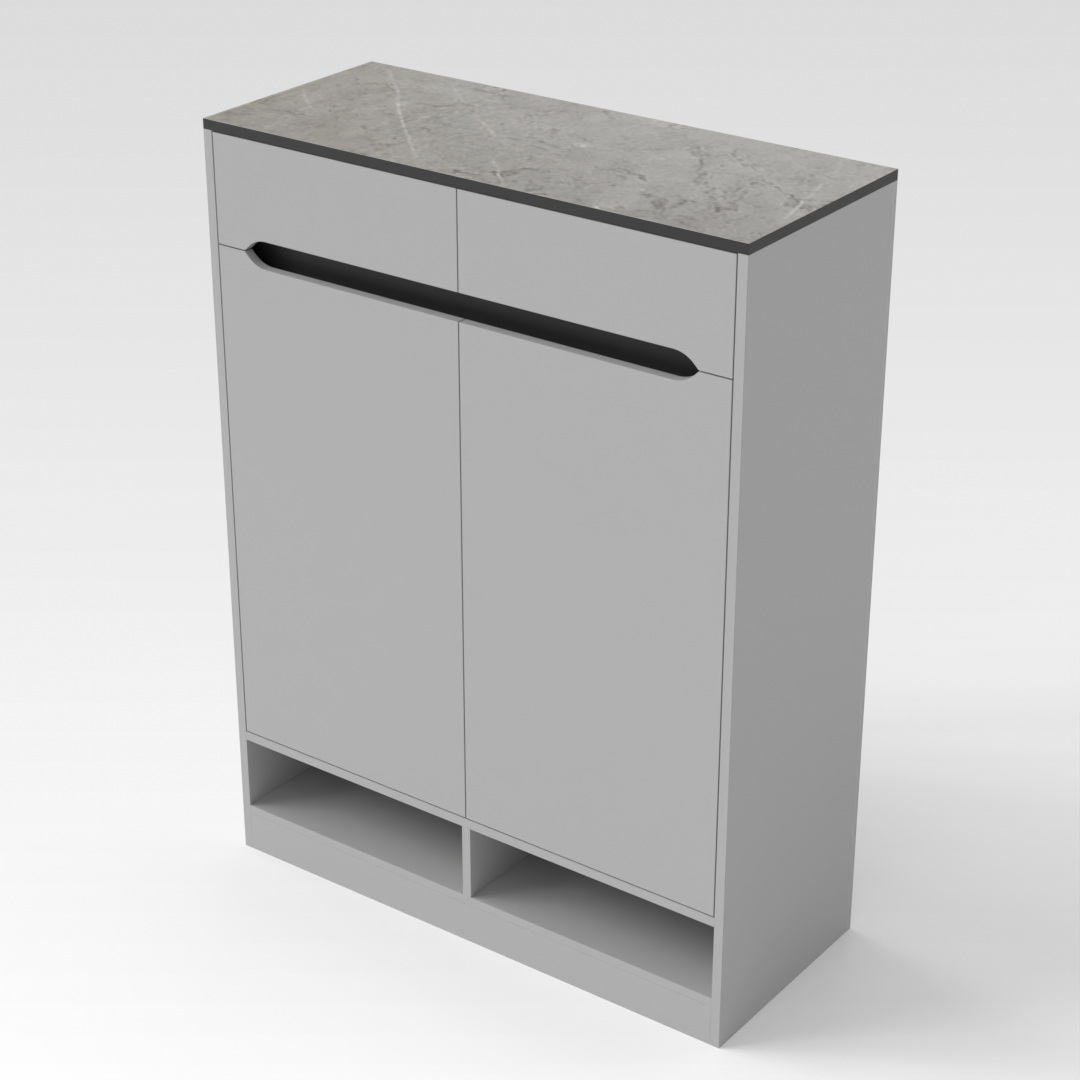 Light Gray & Brown Stone-Grain Top Shoe Cabinet