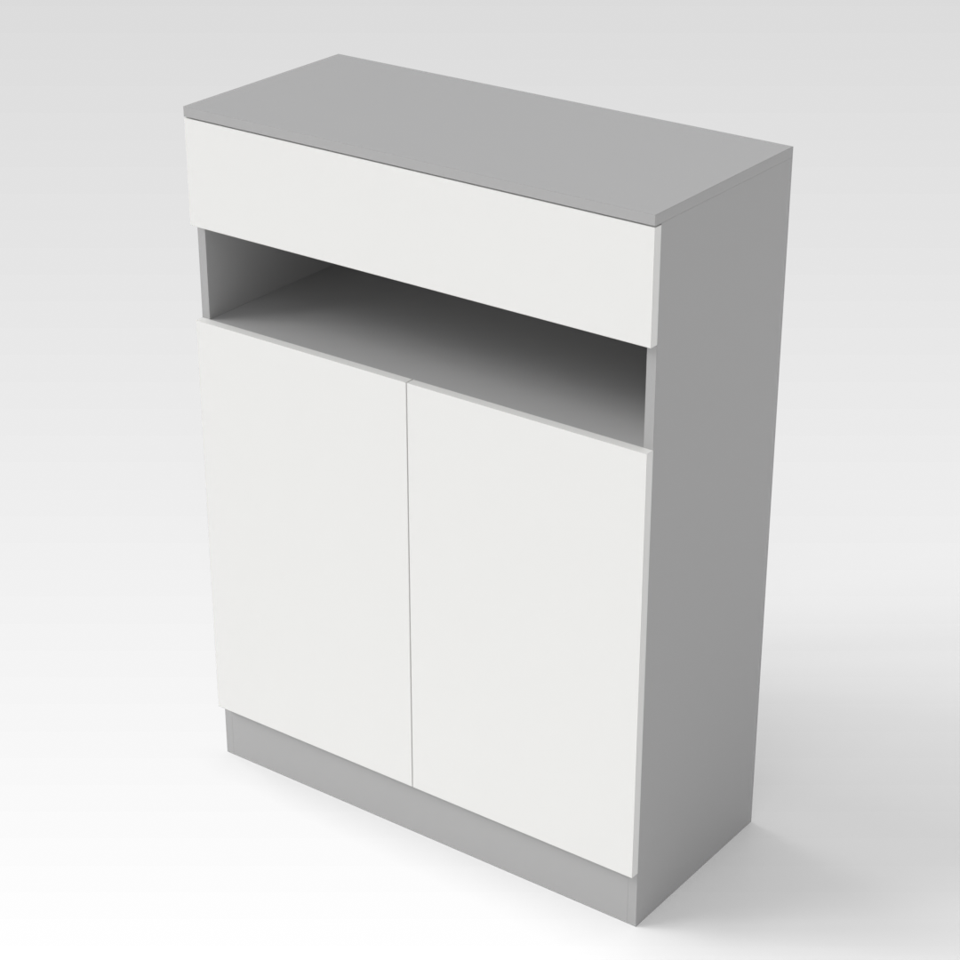 Light Gray & Warm White Shoe Cabinet