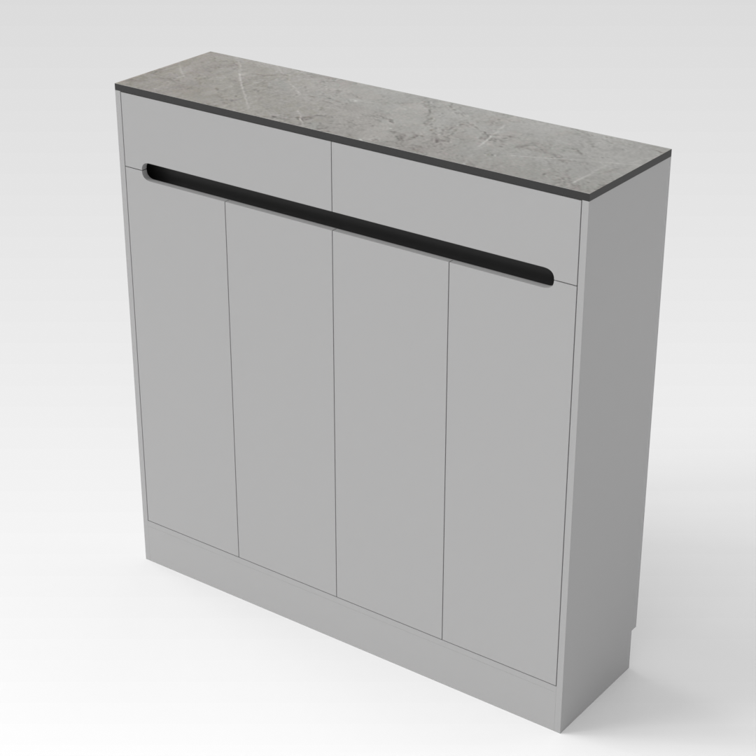 Light Gray & Black Shoe Cabinet