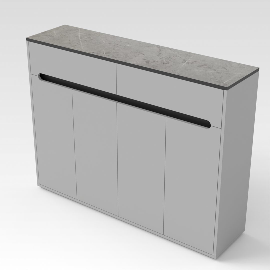 Light Gray & Brown Stone-Grain Top Shoe Cabinet