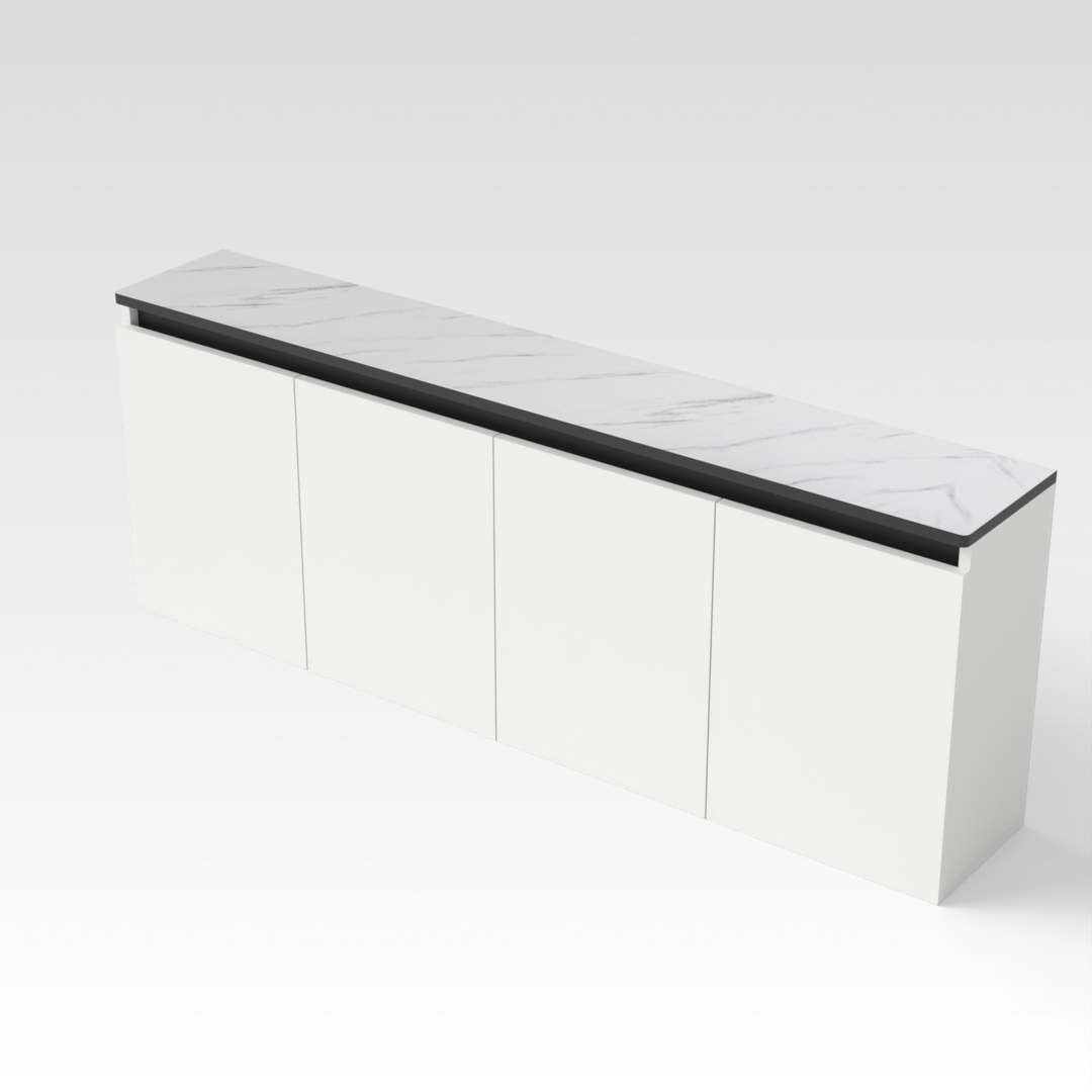 Warm White & Marble Shoe Cabinet