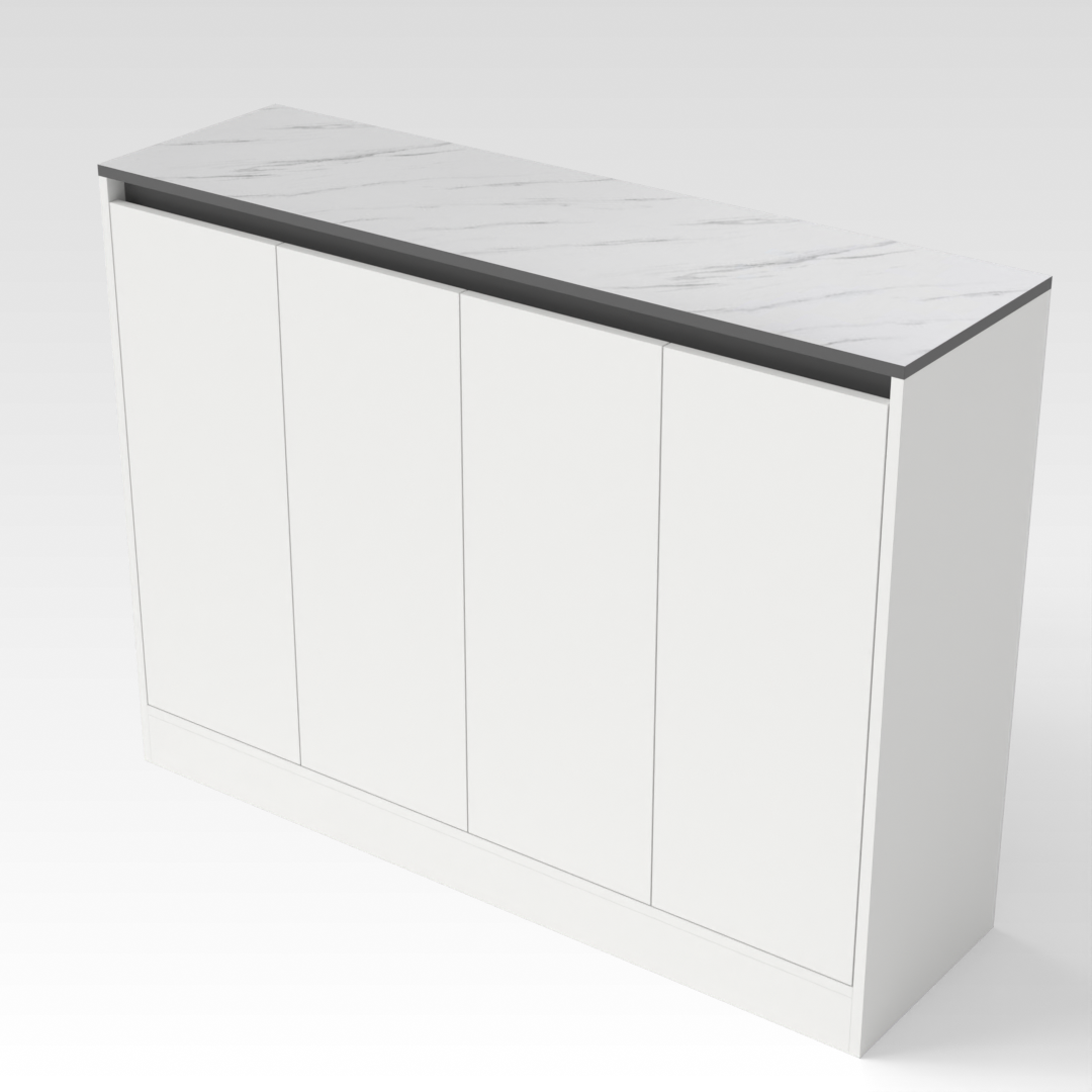 Warm White & Marble Shoe Cabinet