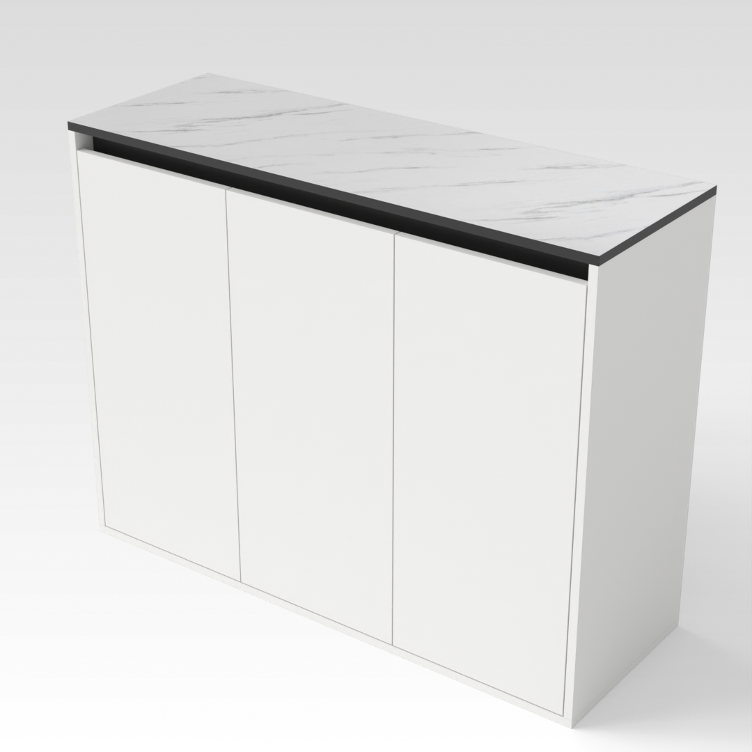 Warm White & White Marble Shoe Cabinet