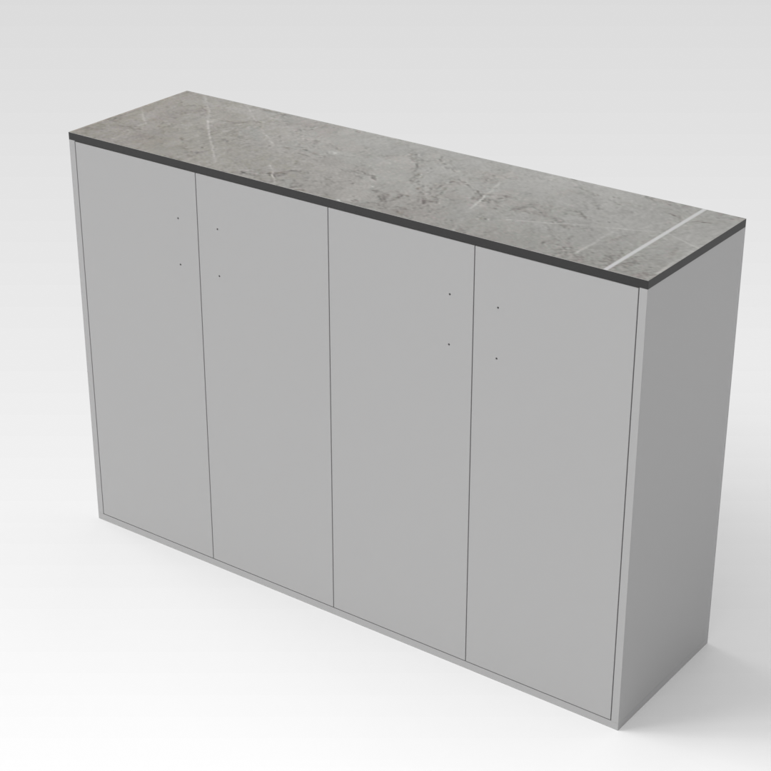 Light Gray & Brown Stone-Grain Top Shoe Cabinet