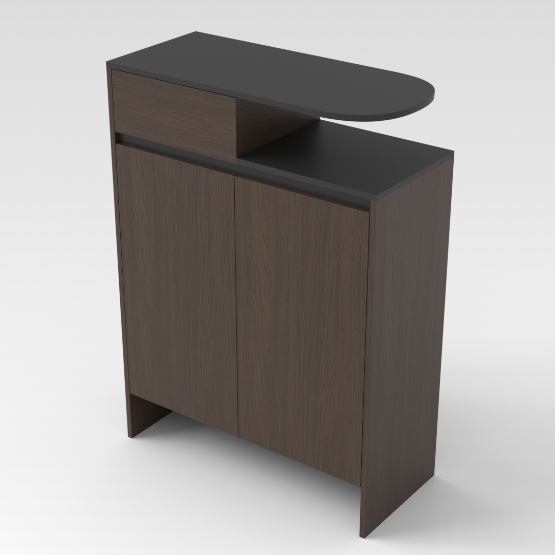 Amber Walnut & Black Shoe Cabinet