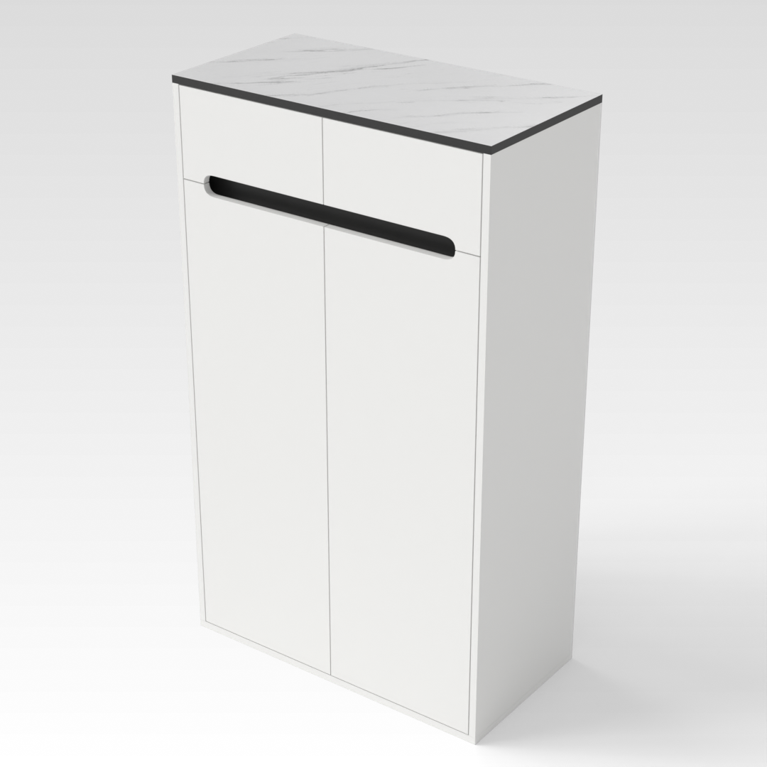 Warm White & Marble Shoe Cabinet