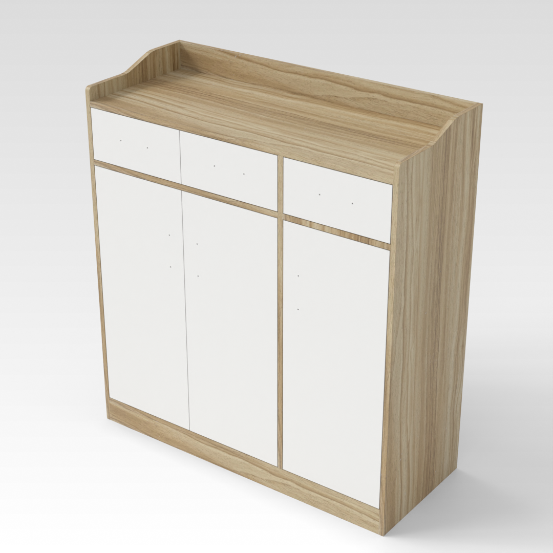 Country Oak & Warm White Shoe Cabinet
