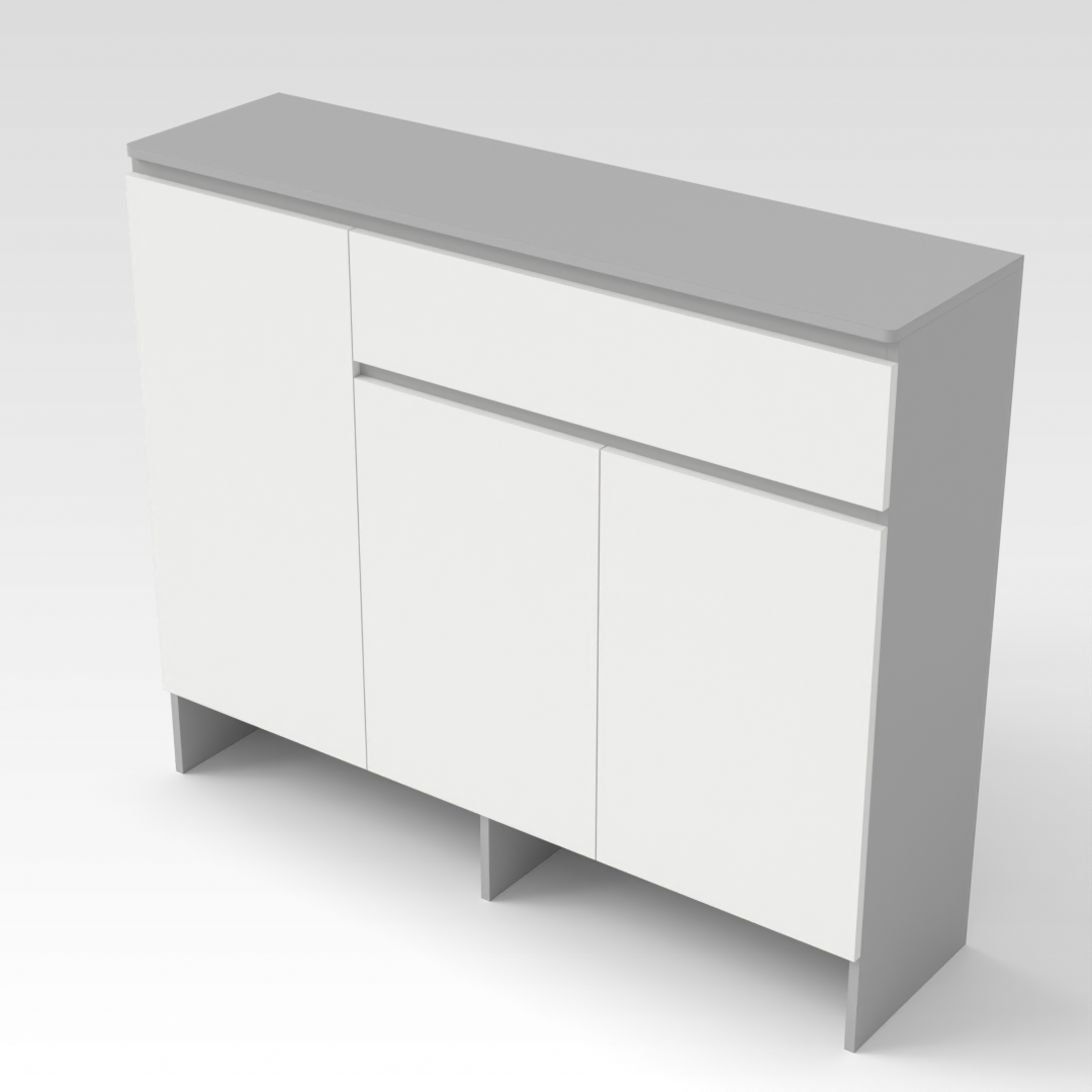 Light Gray & Warm White Shoe Cabinet