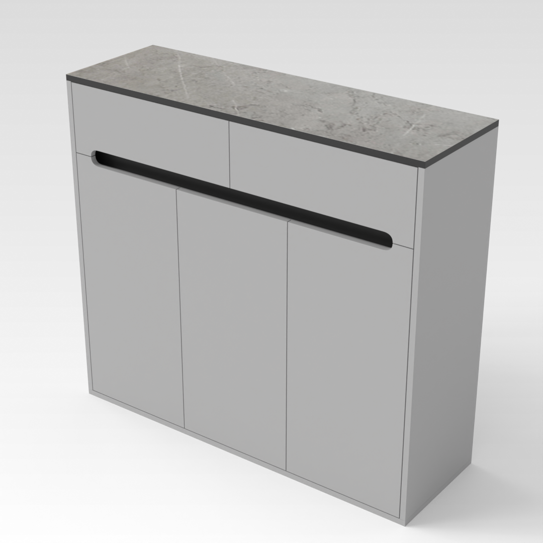 Light Gray & Brown Stone-Grain Top Shoe Cabinet