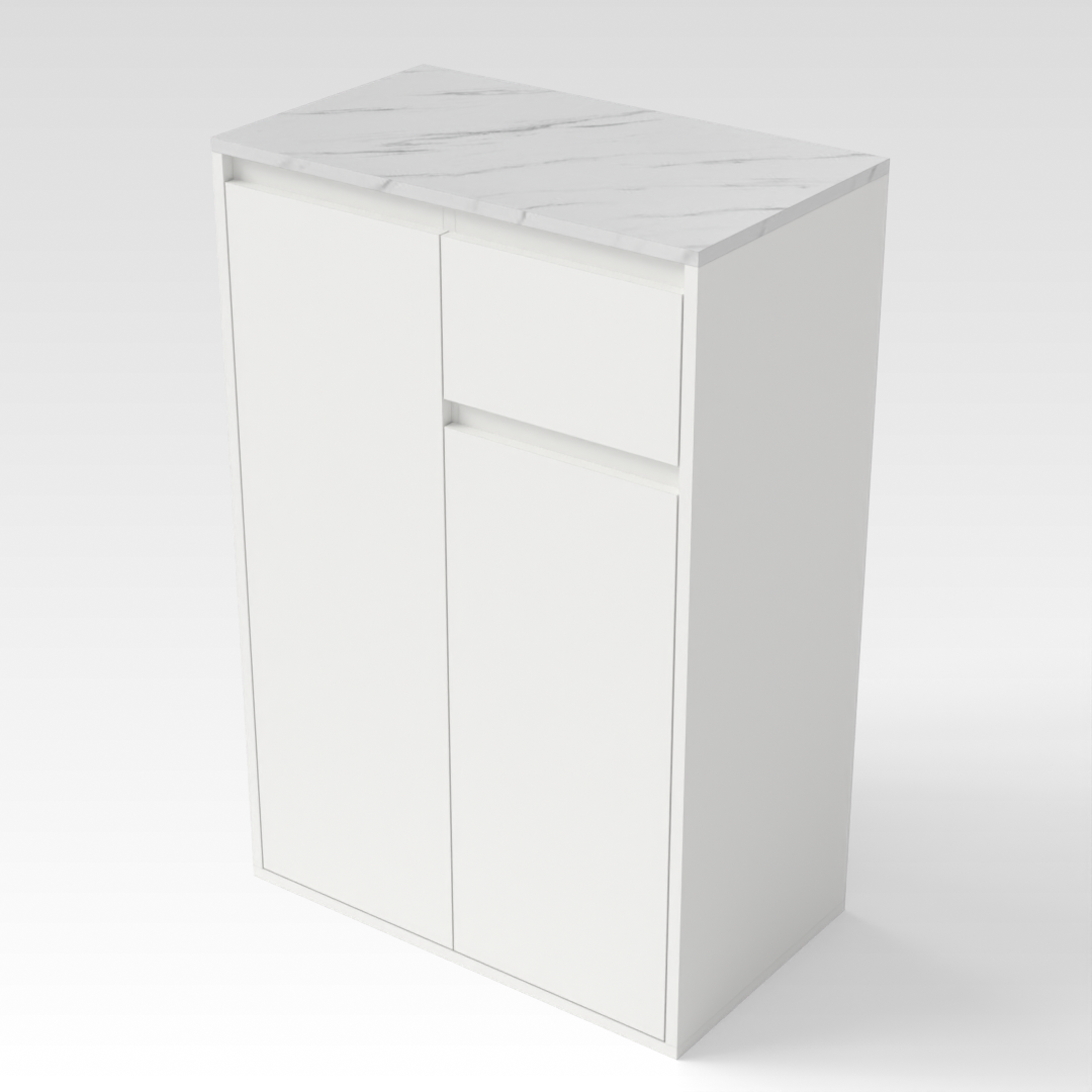 Warm White & White Marble Top Shoe Cabinet