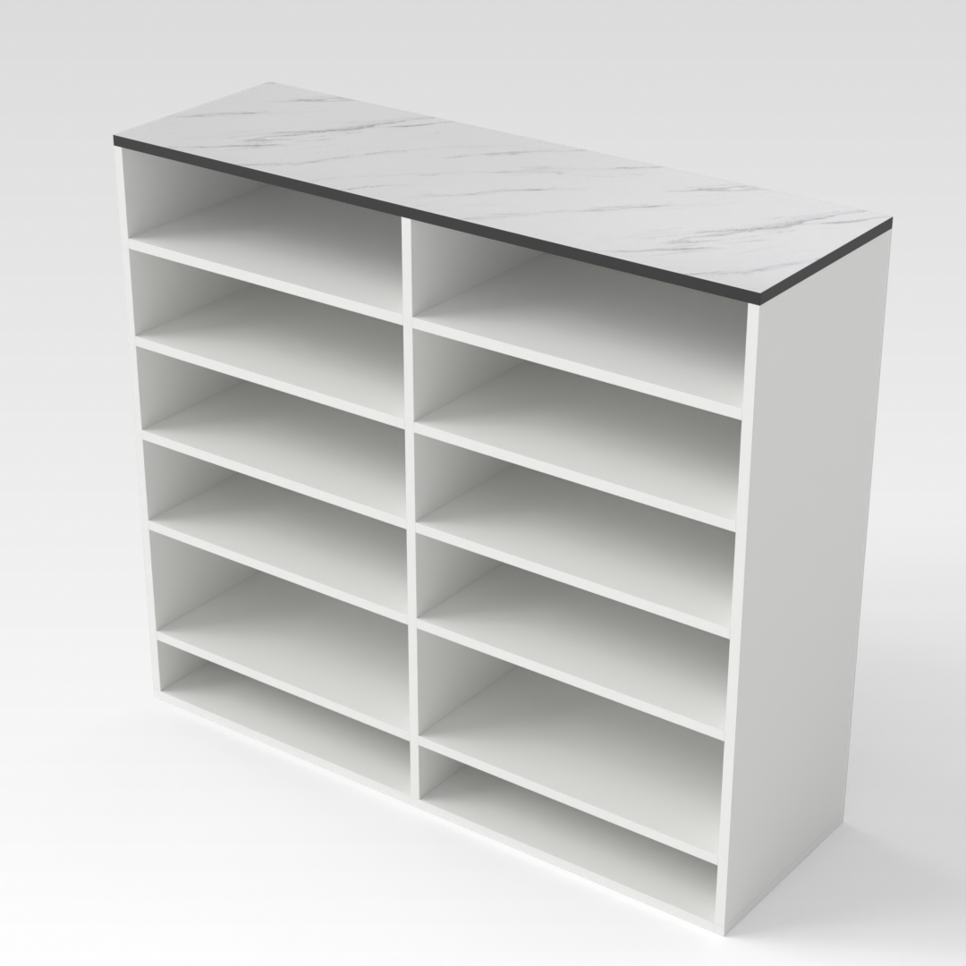 Warm White & White Marble-Grain Top Shoe Cabinet