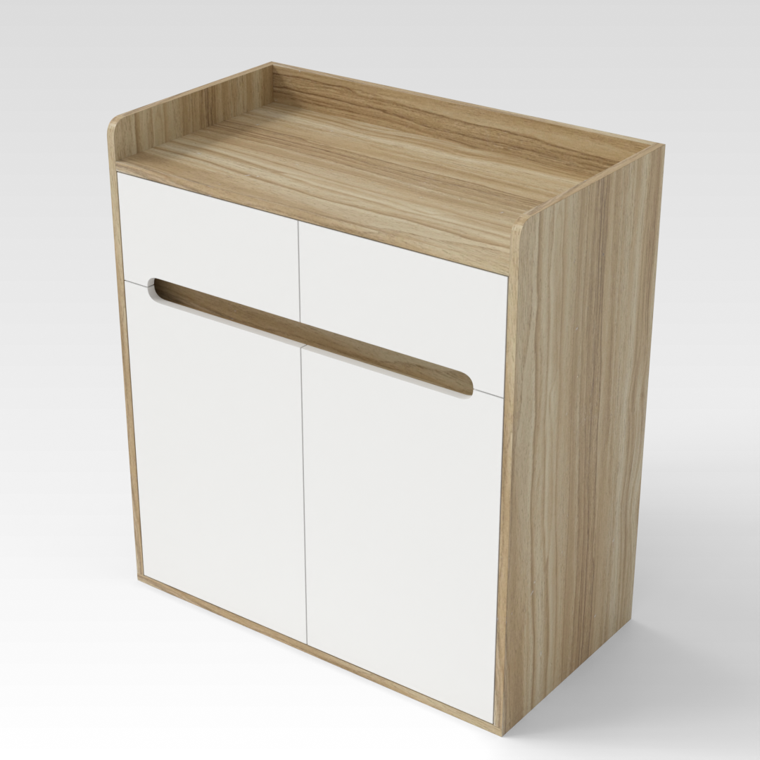 Country Oak & Warm White Shoe Cabinet