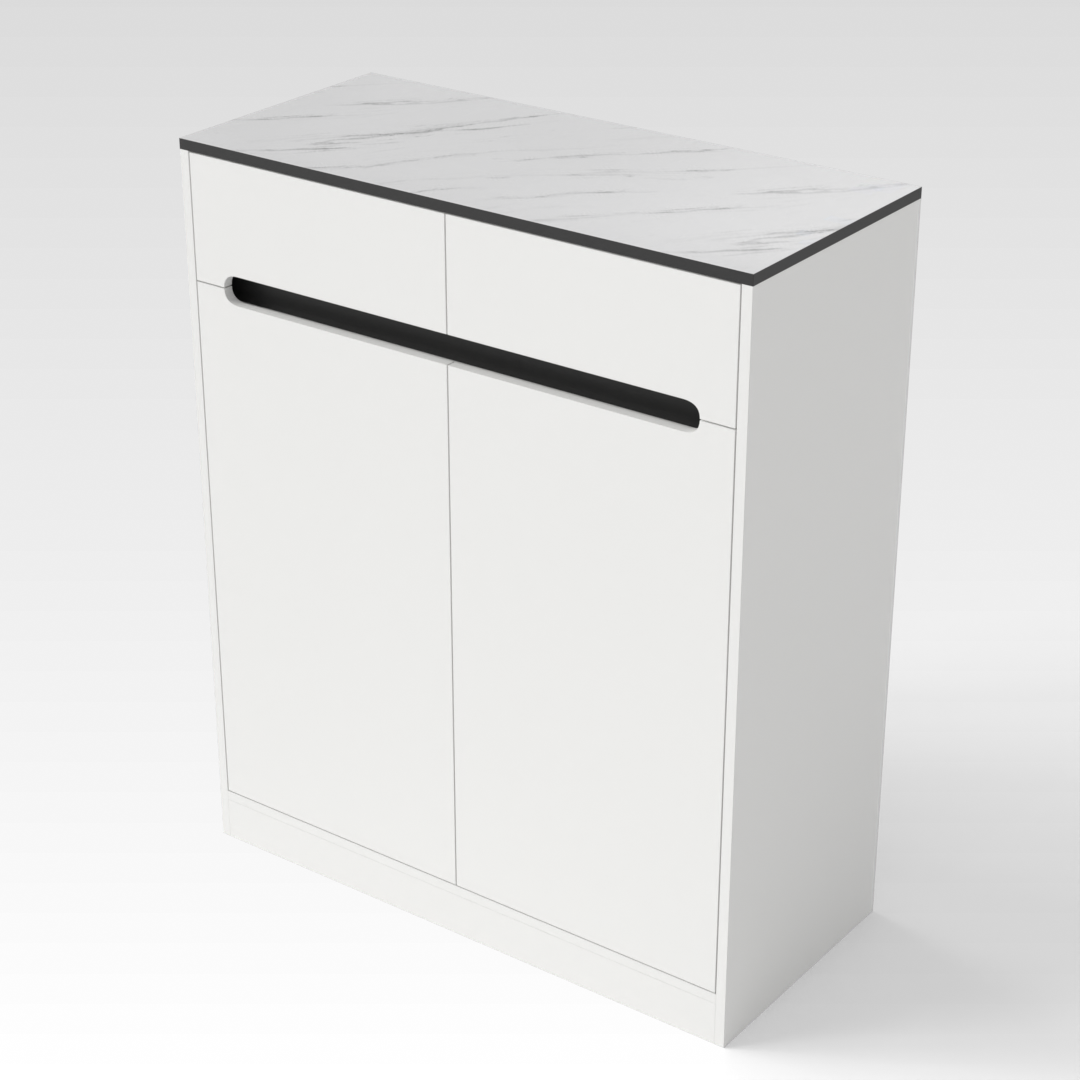 Warm White & Black Shoe Cabinet