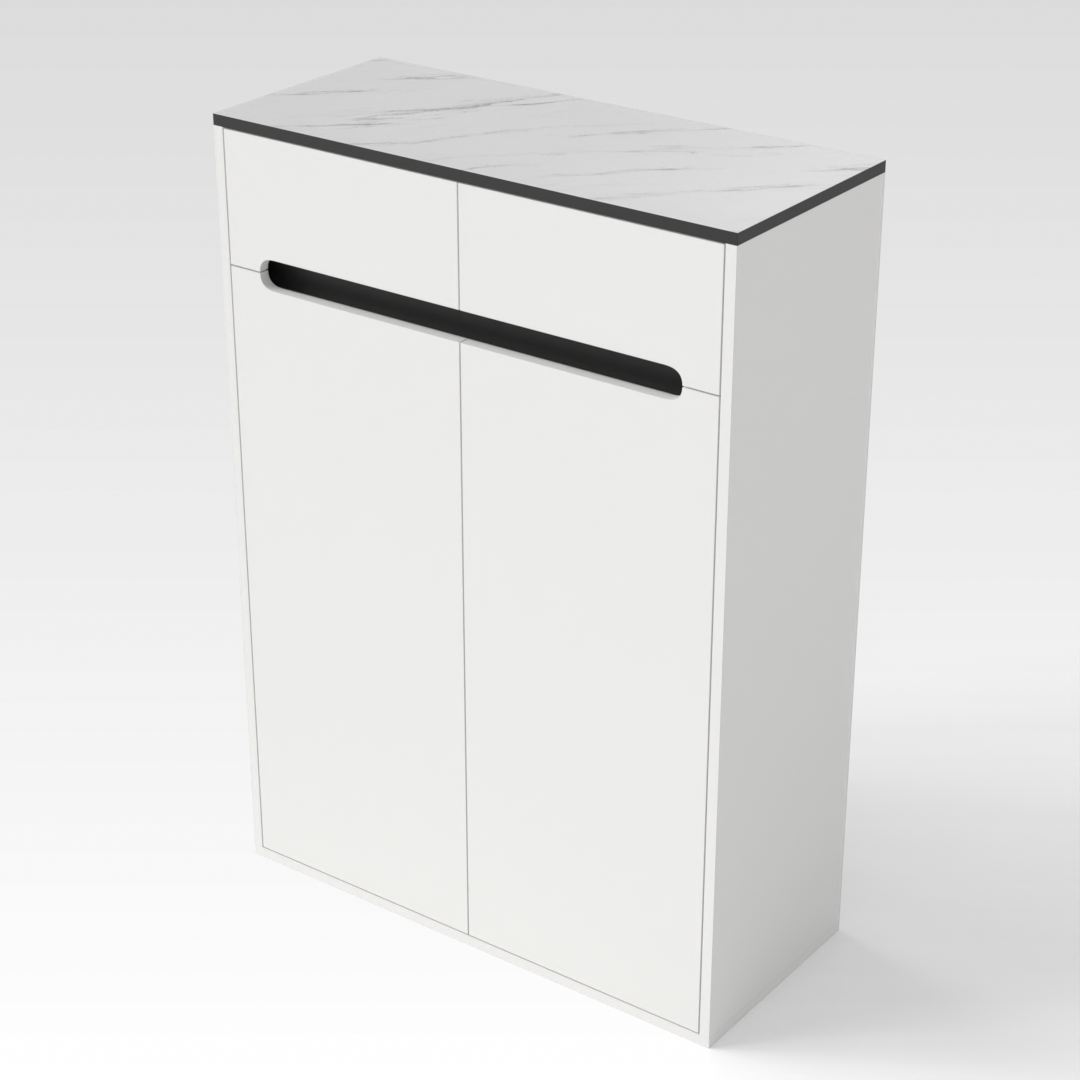 Warm White & Marble Shoe Cabinet
