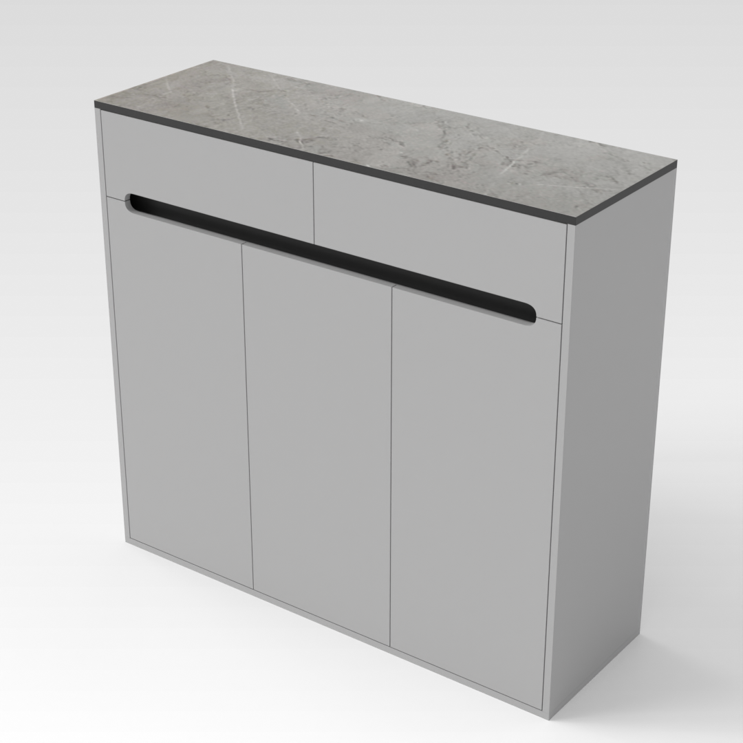 Light Gray & Black Shoe Cabinet