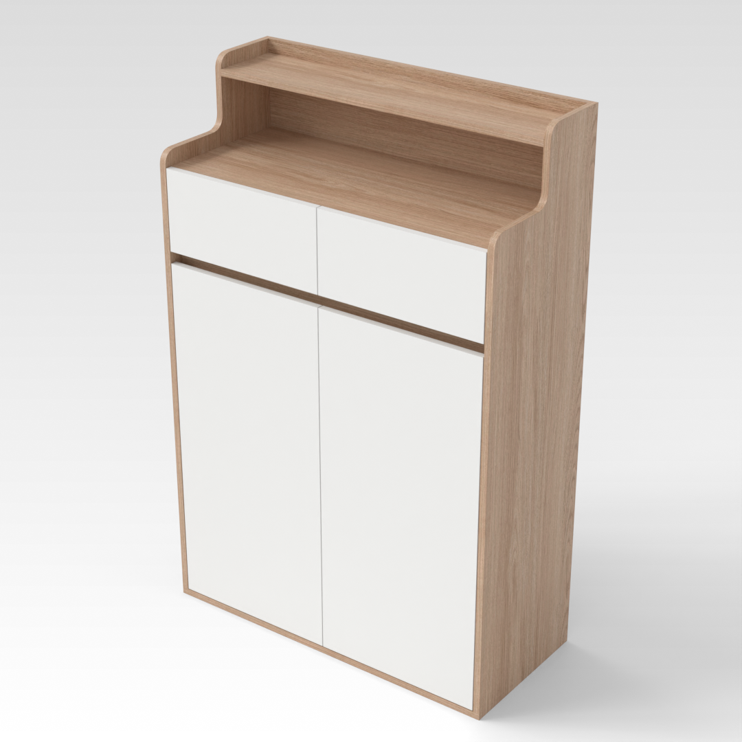 Breeze Natural Wood & Warm White Shoe Cabinet
