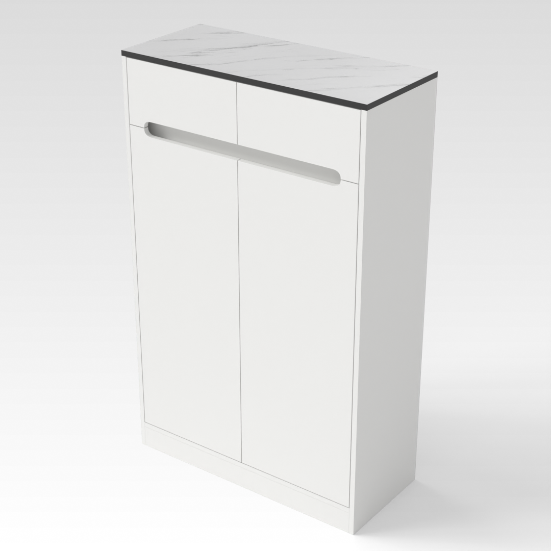 Warm White & White Marble Grain Shoe Cabinet