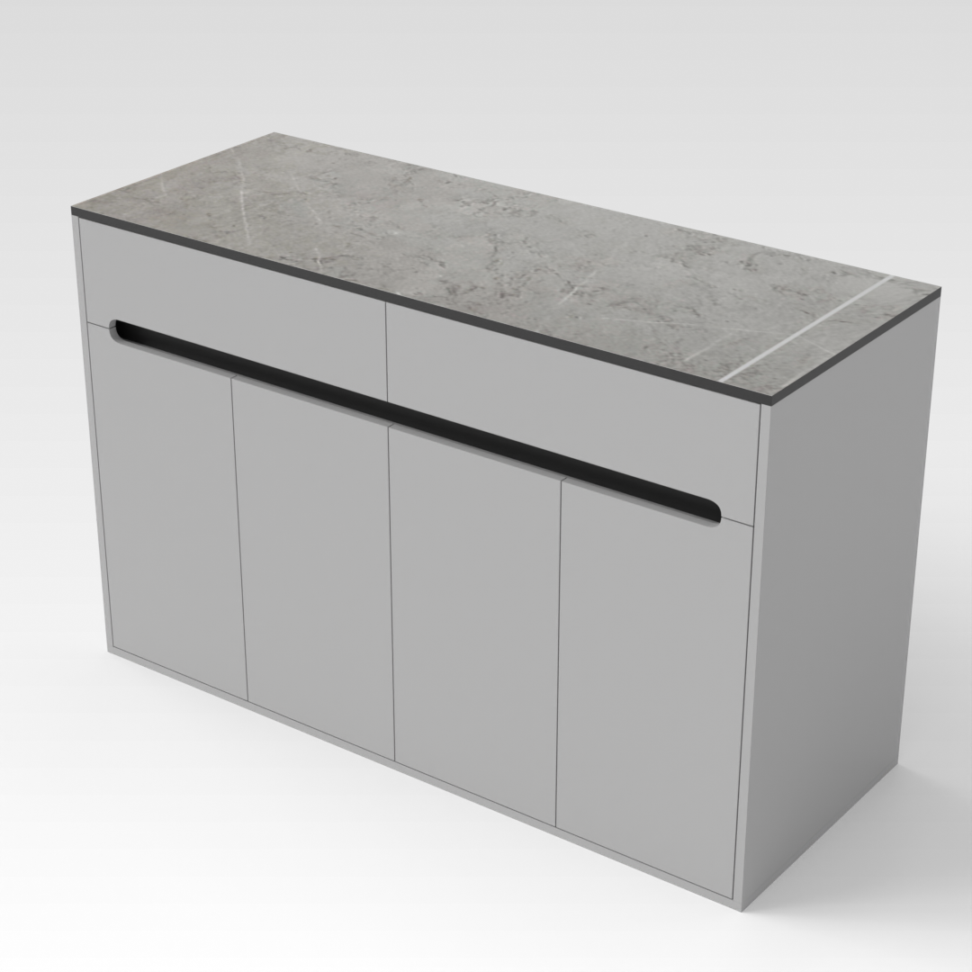 Light Gray & Brown Stone-Grain Top Shoe Cabinet