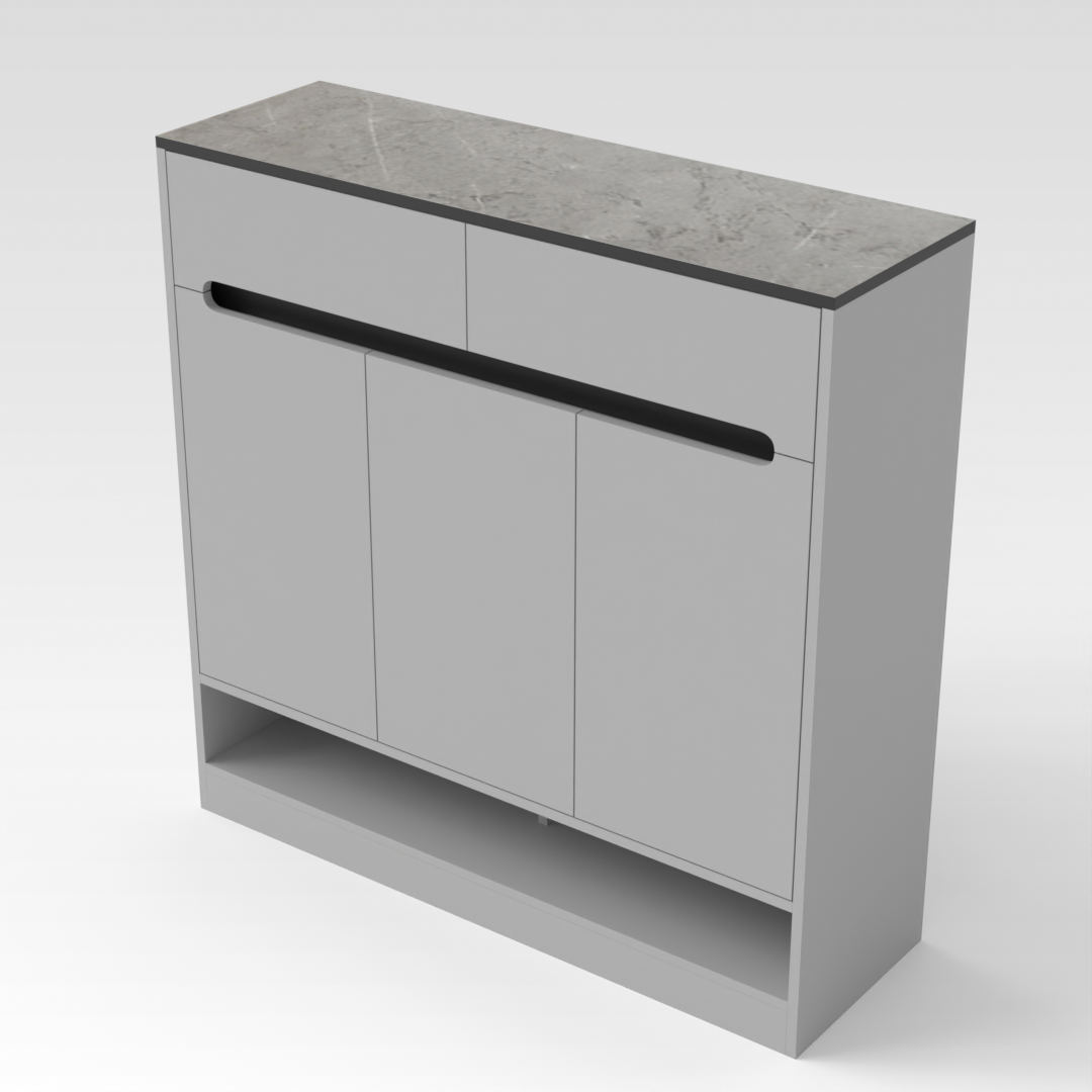 Light Gray & Brown Stone Shoe Cabinet
