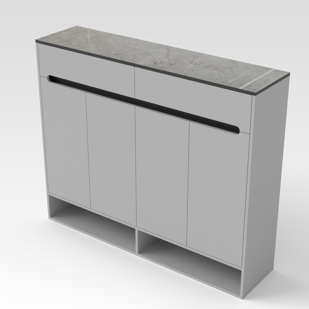 Light Gray & Brown Stone Grain Shoe Cabinet