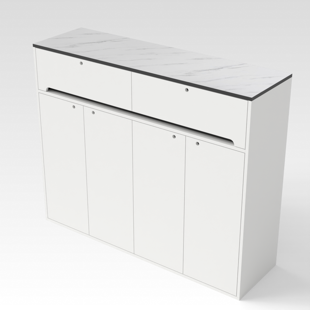 Warm White & White Marble Shoe Cabinet