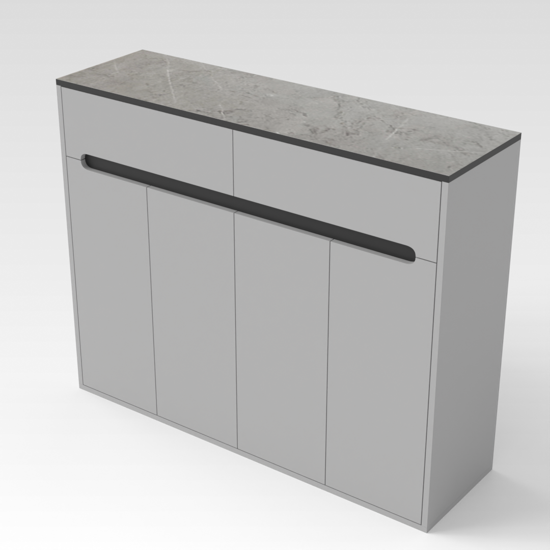 Light Gray & Black Shoe Cabinet