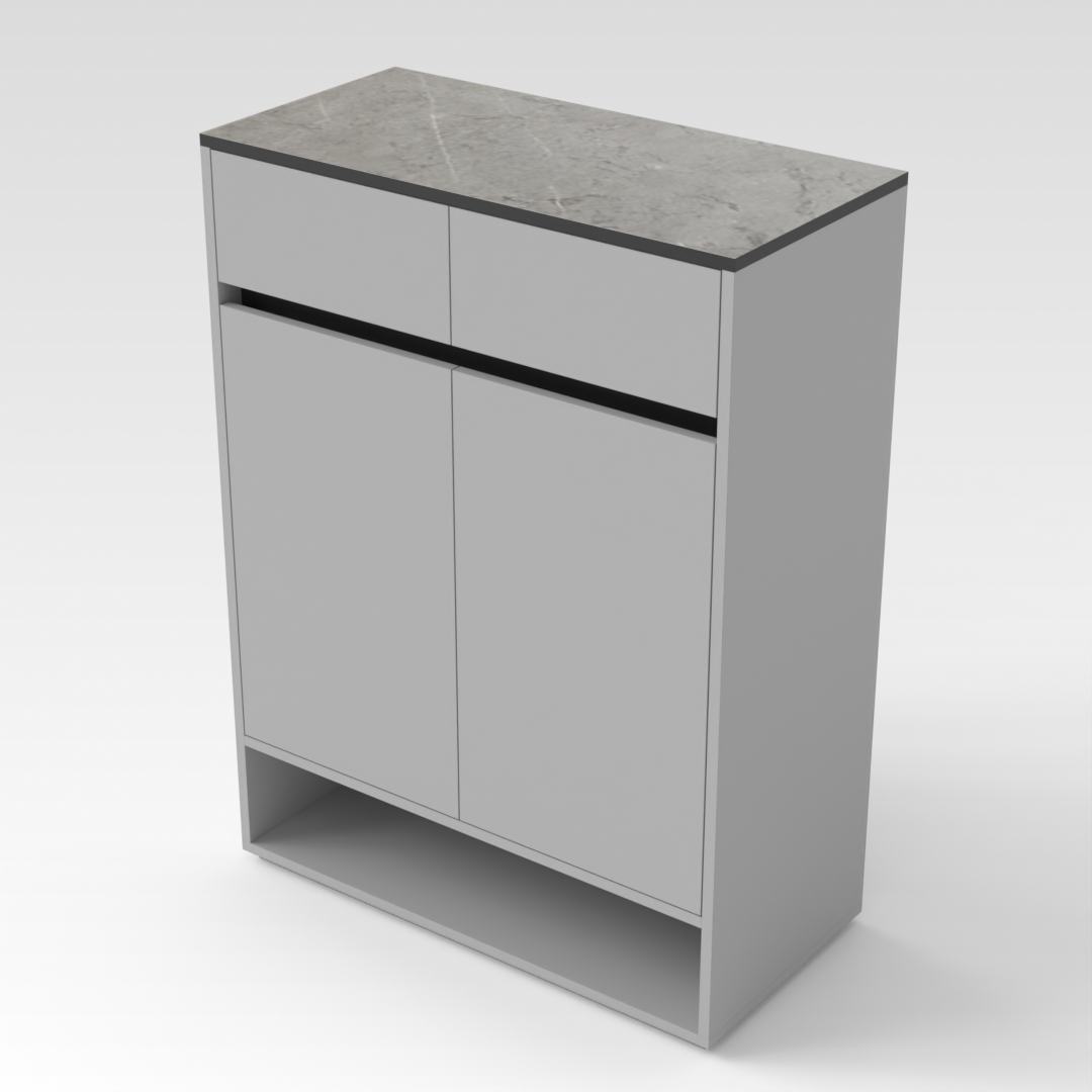 Light Gray & Brown Stone-Grain Top Shoe Cabinet