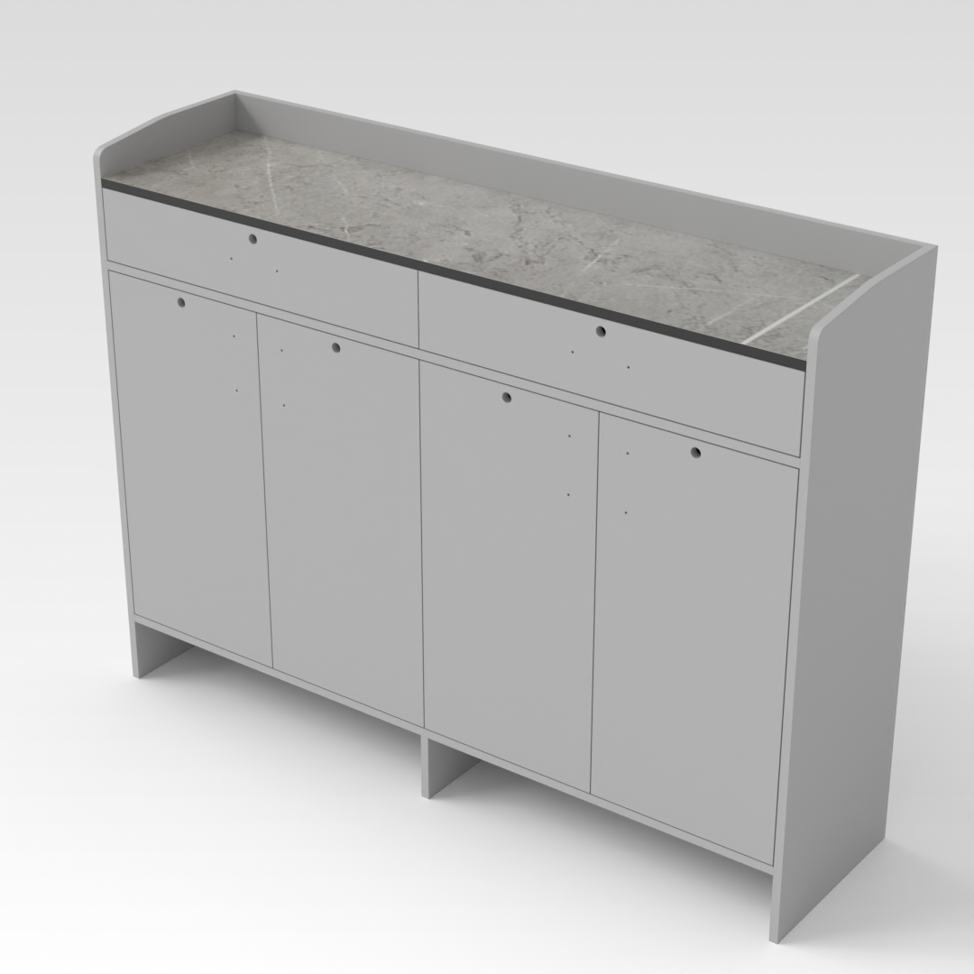 Light Gray & Brown Stone-Grain Top Shoe Cabinet