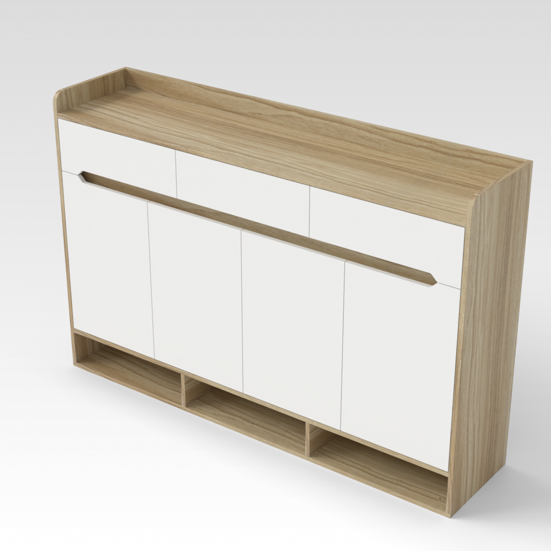 Country Oak & Warm White Shoe Cabinet