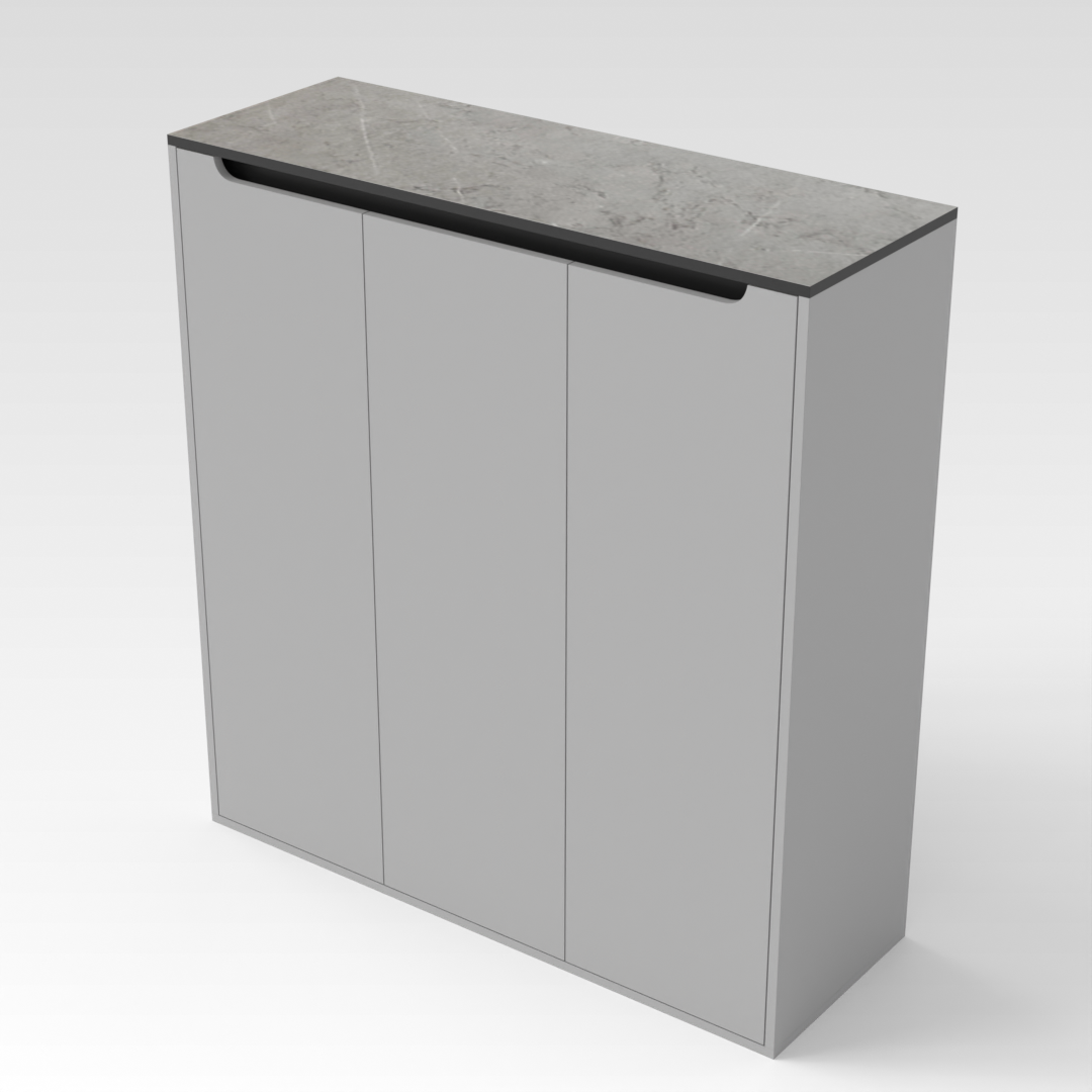 Light Gray & Brown Stone-Grain Top Shoe Cabinet