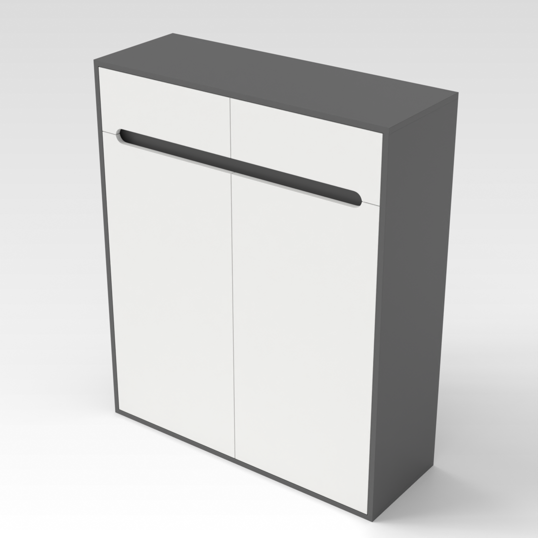 Sky Gray & Warm White Shoe Cabinet
