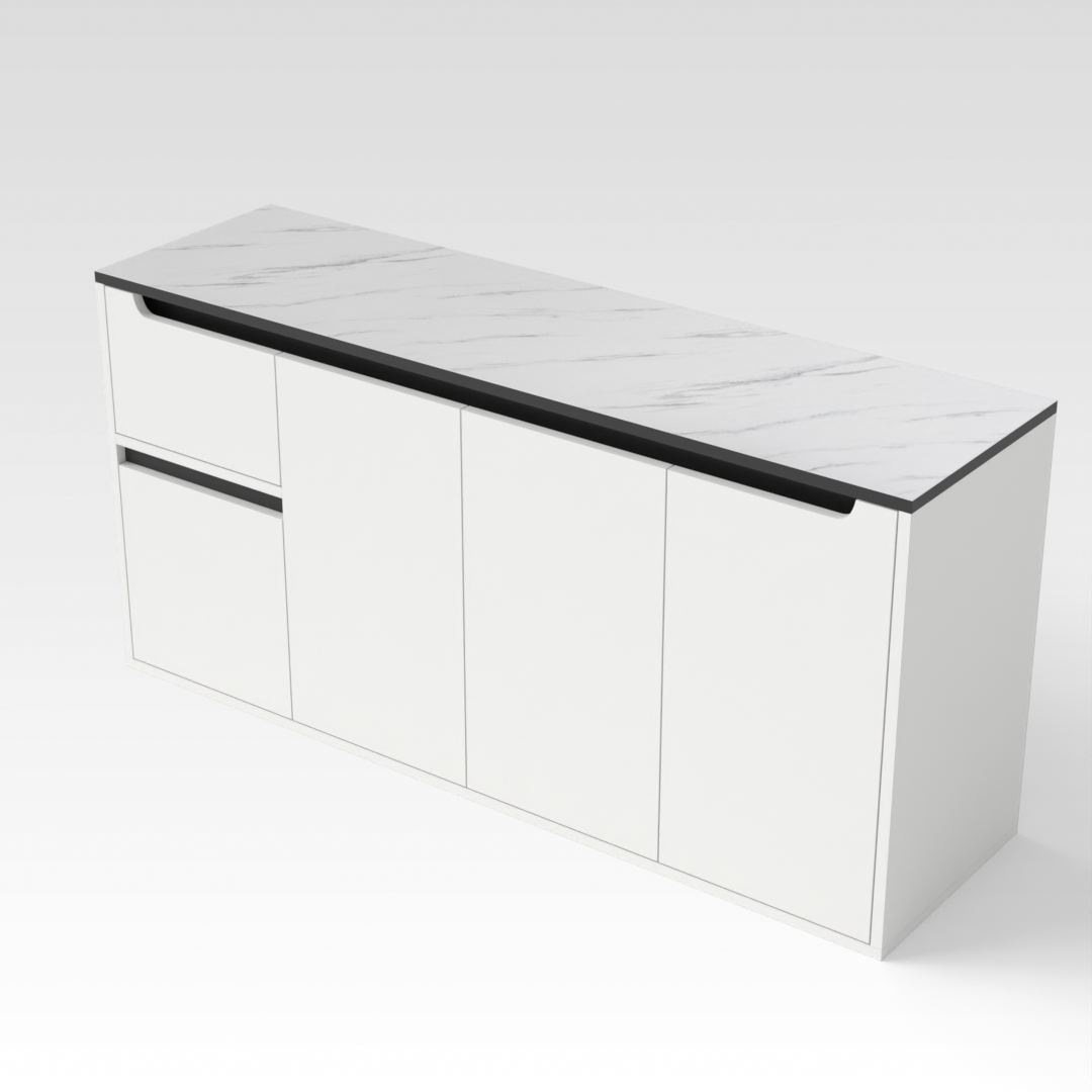 Warm White & White Marble Grain Shoe Cabinet