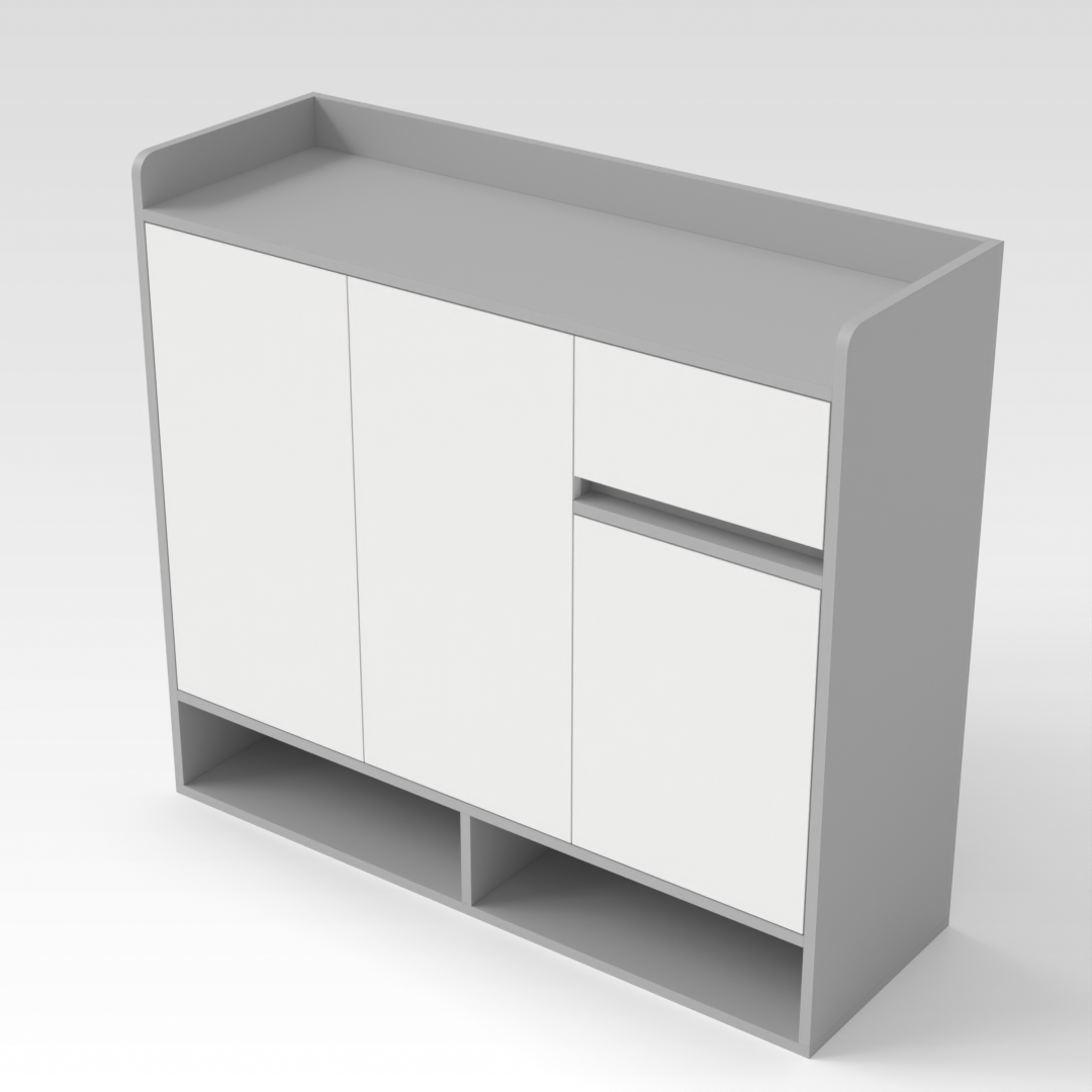 Light Gray & Warm White Shoe Cabinet