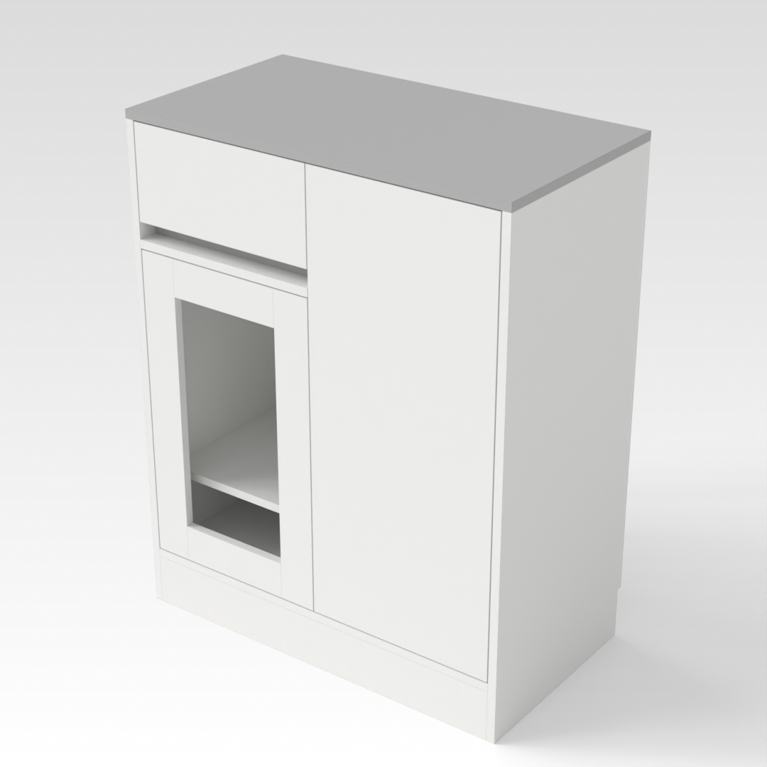 Warm White & Light Gray Sideboard