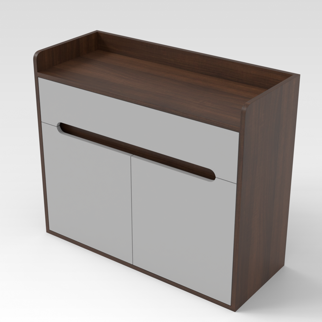 Prairie Oak & Light Gray Shoe Cabinet