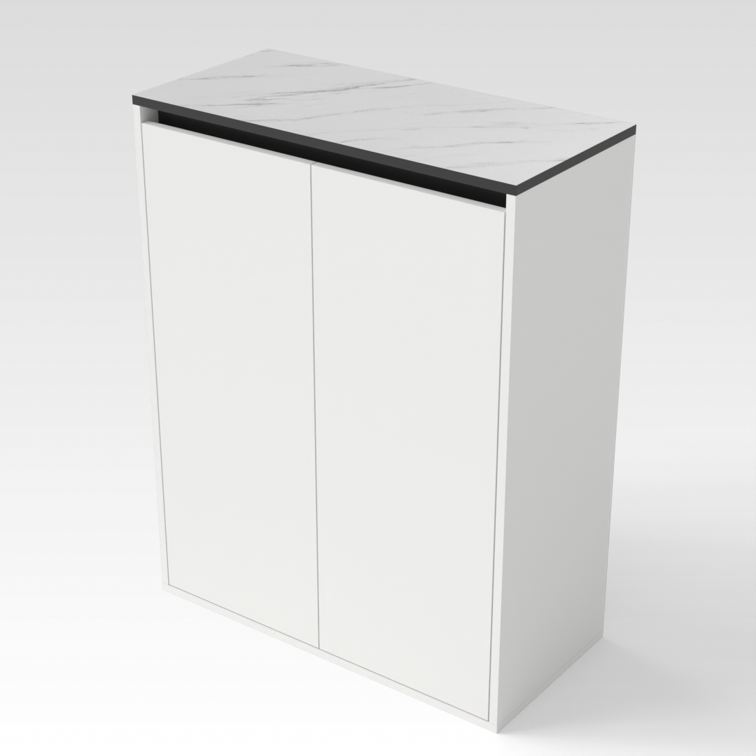 Warm White & Marble Shoe Cabinet